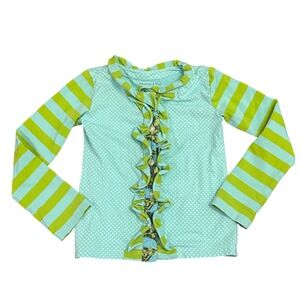 Mustard Pie Girls Top Size 5‎ Ruffle Stripe Polka Dot Long Sleeve Shirt